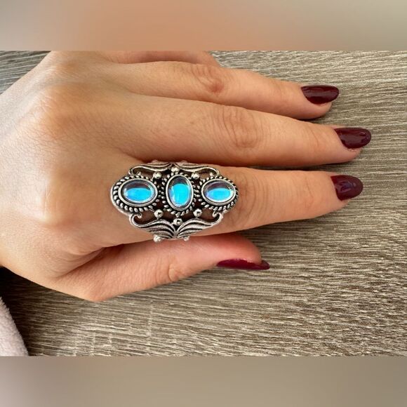 Bohemian blue stone ring A1080 - Picture 2 of 4